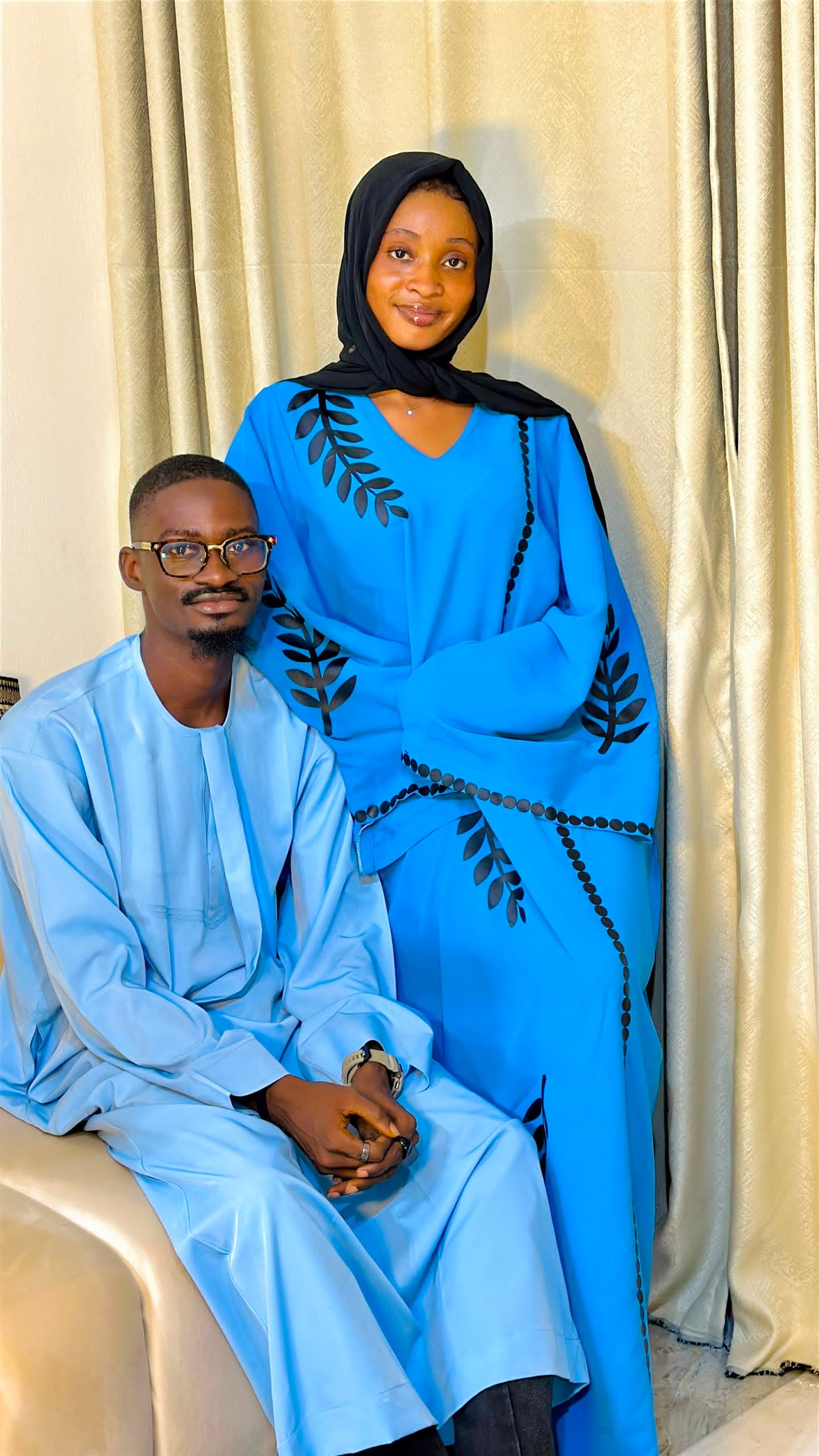 Chic Couple Set (Blue Jalab & Abaya)